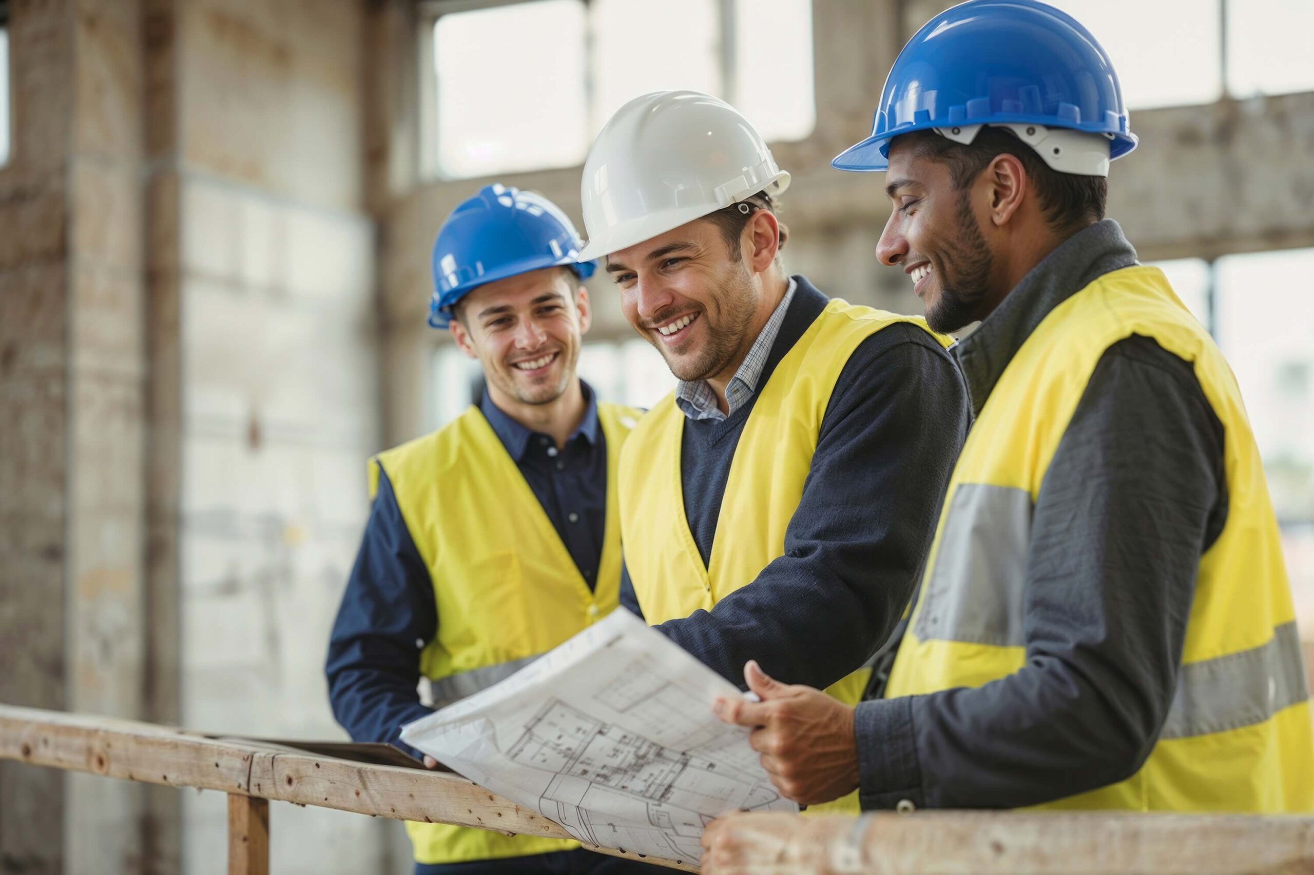Architekten und Bauingenieure auf einer Baustelle